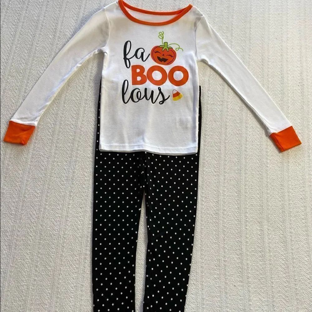 Way to Celebrate Girls Size 5 Halloween  “ faBOOlous” Pajama Sleep 2 Pc Set